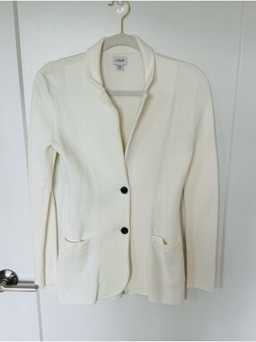 J. Crew  Factory Women's Cream Knit Two-Button Blazer Sweater XXS